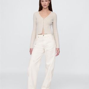 GAP Cream Wide-Leg Jeans